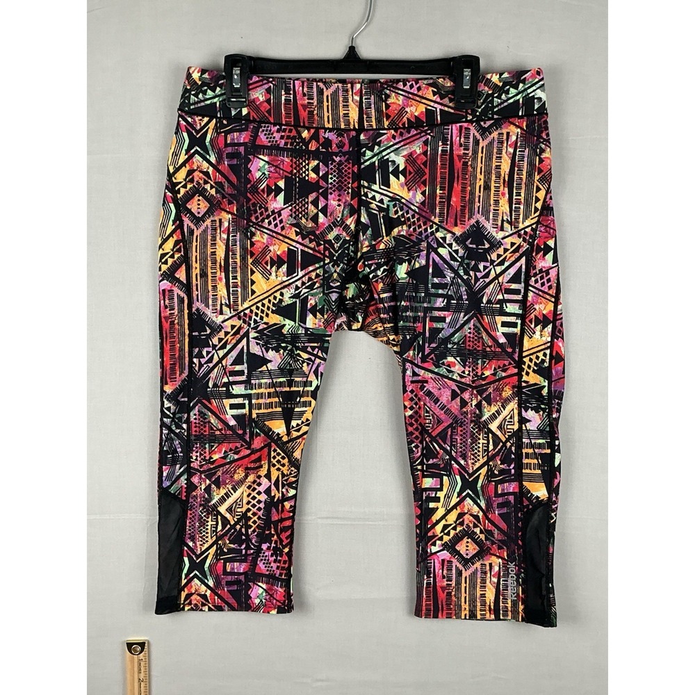 Reebok Womens XL Multicolor Geometric Capri Leggings Compression Workout